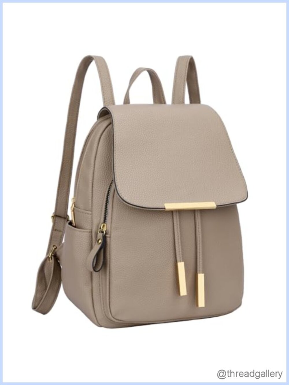 Faux Leather Backpack Purse with Lychee Grain Adjustable Shoulder Harness